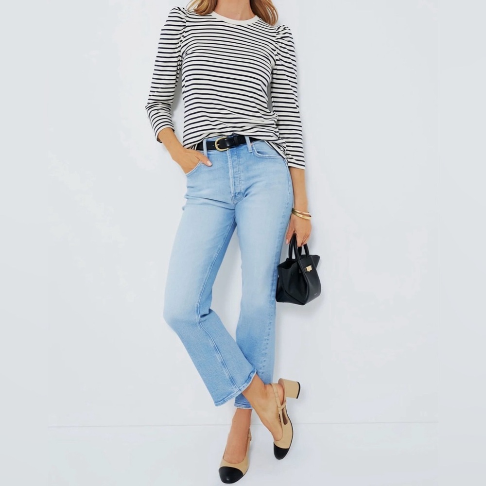 Pomander Place Black and White Striped Long Sleeve Tee